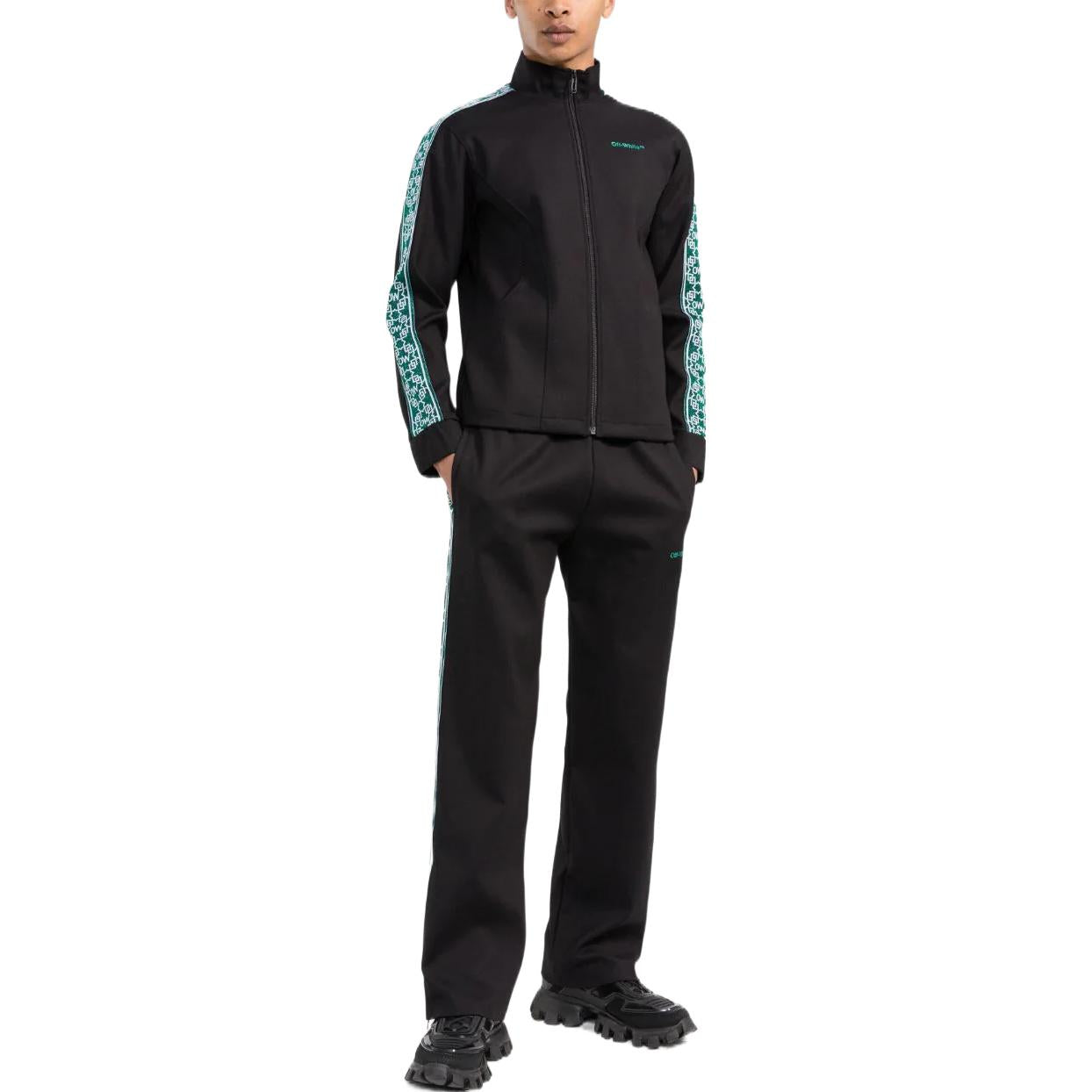 Men's Off-White SS22 Series Bright Sports Zipper Black Jacket OMBD014T22FAB0011055