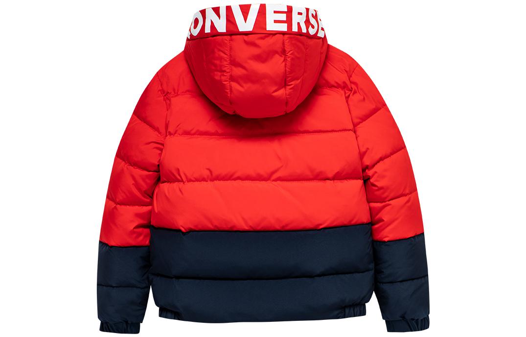 (PS) Converse Logo Badge Fleece-lined Hooded Down Jacket Asia Sizing 'Red Black' CV2242086GS-001