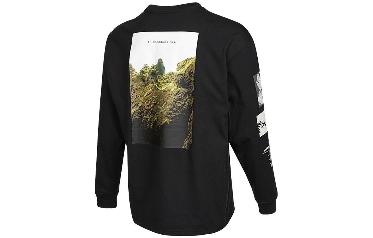 Men's Nike ACG Iceland Printing Sports Round Neck Long Sleeves Black T-Shirt DJ5803-010
