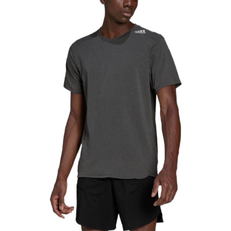 adidas Solid Color Breathable Sports Logo Casual Round Neck Short Sleeve Gray HB9206