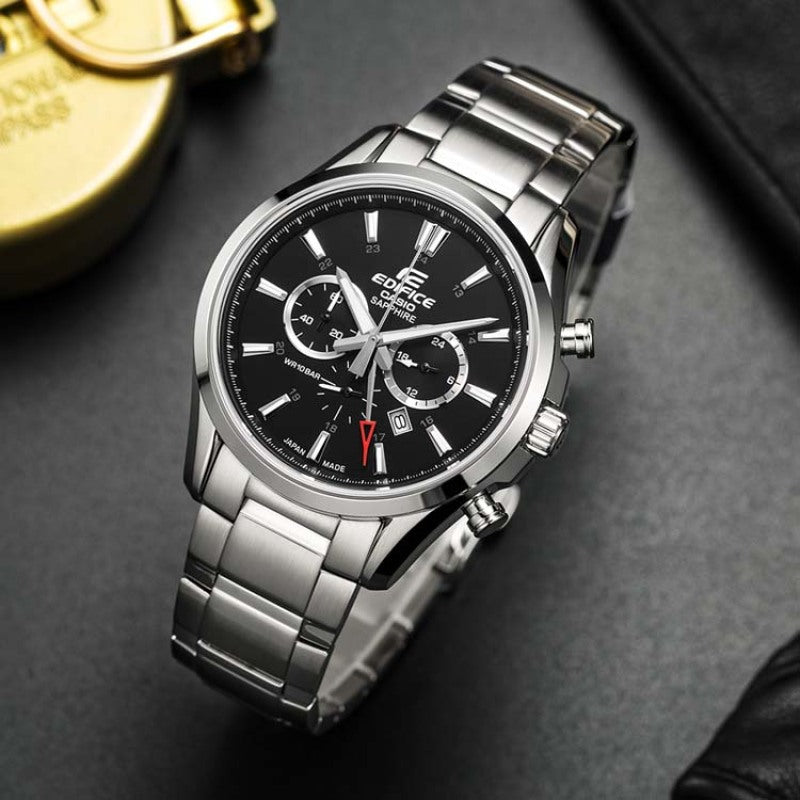 CASIO Quartz Waterproof EDIFICE Stainless Steel Strap Mens Black Analog EFB-504JD-1A2021