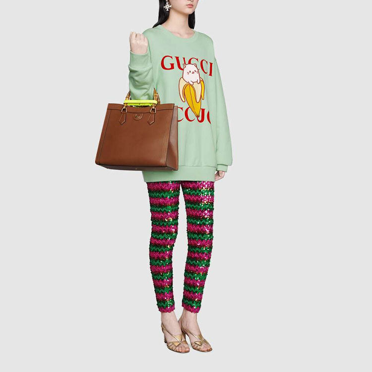 (WMNS) Gucci x Bananya Crossover SS21 Kitten Round Neck Cartoon Long Sleeves Green 617964-XJDGS-3614