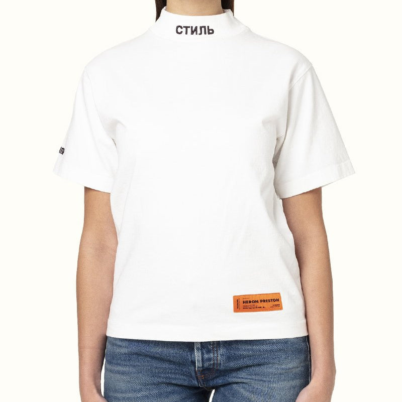 HERON PRESTON Collar Embroidered Logo Short Sleeve White HWAA021E20JER0010110