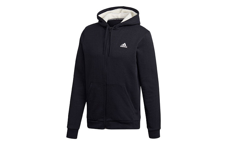 adidas Winter 3-stripes Stay Warm Sports Loose Hooded Jacket Black GM0902