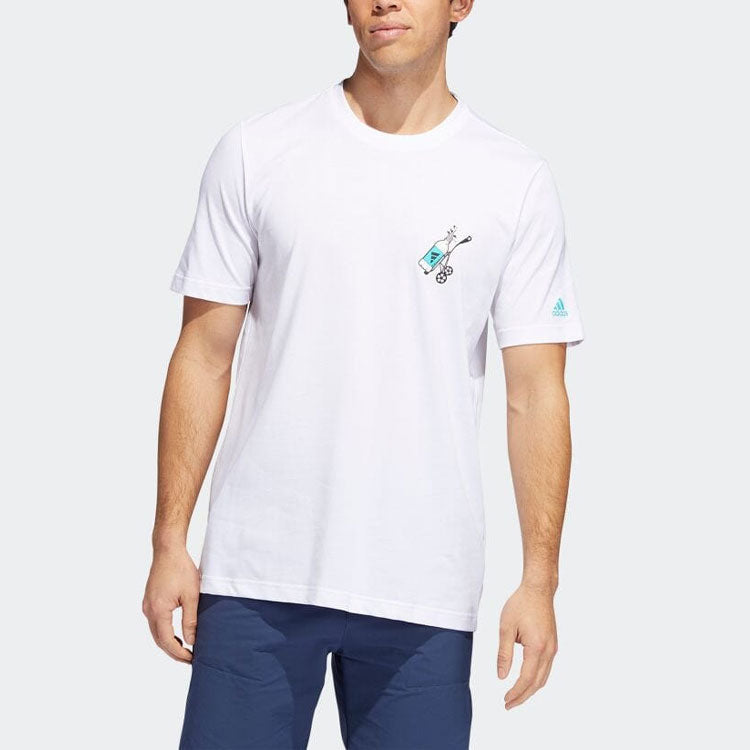 Men's adidas Logo Cartoon Pattern Printing Round Neck Short Sleeve Japanese Version White T-Shirt HG3186