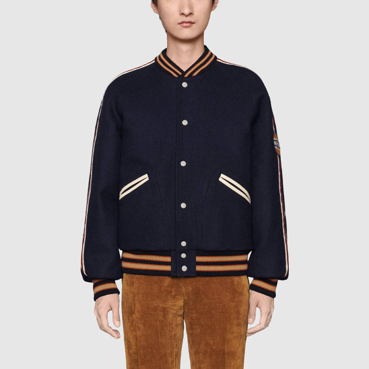 Gucci x Disney Co-Branded Cartoon Patterned Felt Pilot Jacket On The Back For Men Blue 639274-ZAF9K-4560