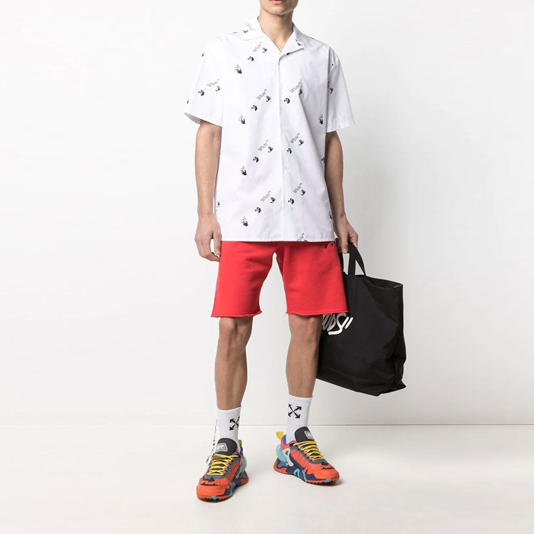 Off-White SS21 Logo Printing Short Sleeve Shirt Loose Fit White OMGA163R21FAB0010110