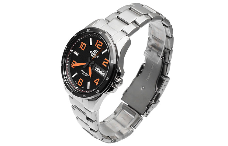 CASIO EDIFICESeriesWatches Men'ses Silver Strap Mens Silver Analog EF-132D-1A4