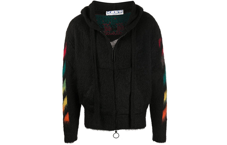 Off-White Fleece Zipper Hooded Jacket Black OMHA073E20KNI0011087