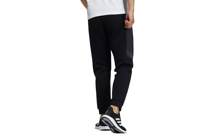 Men's adidas Side Contrast Color Stitching Bundle Feet Sports Pants/Trousers/Joggers Black H39224
