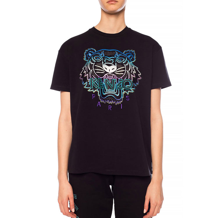 KENZO Holiday Capsule Tiger Embroidery Round-neck Short Sleeve Black F962TS9534Y8-99
