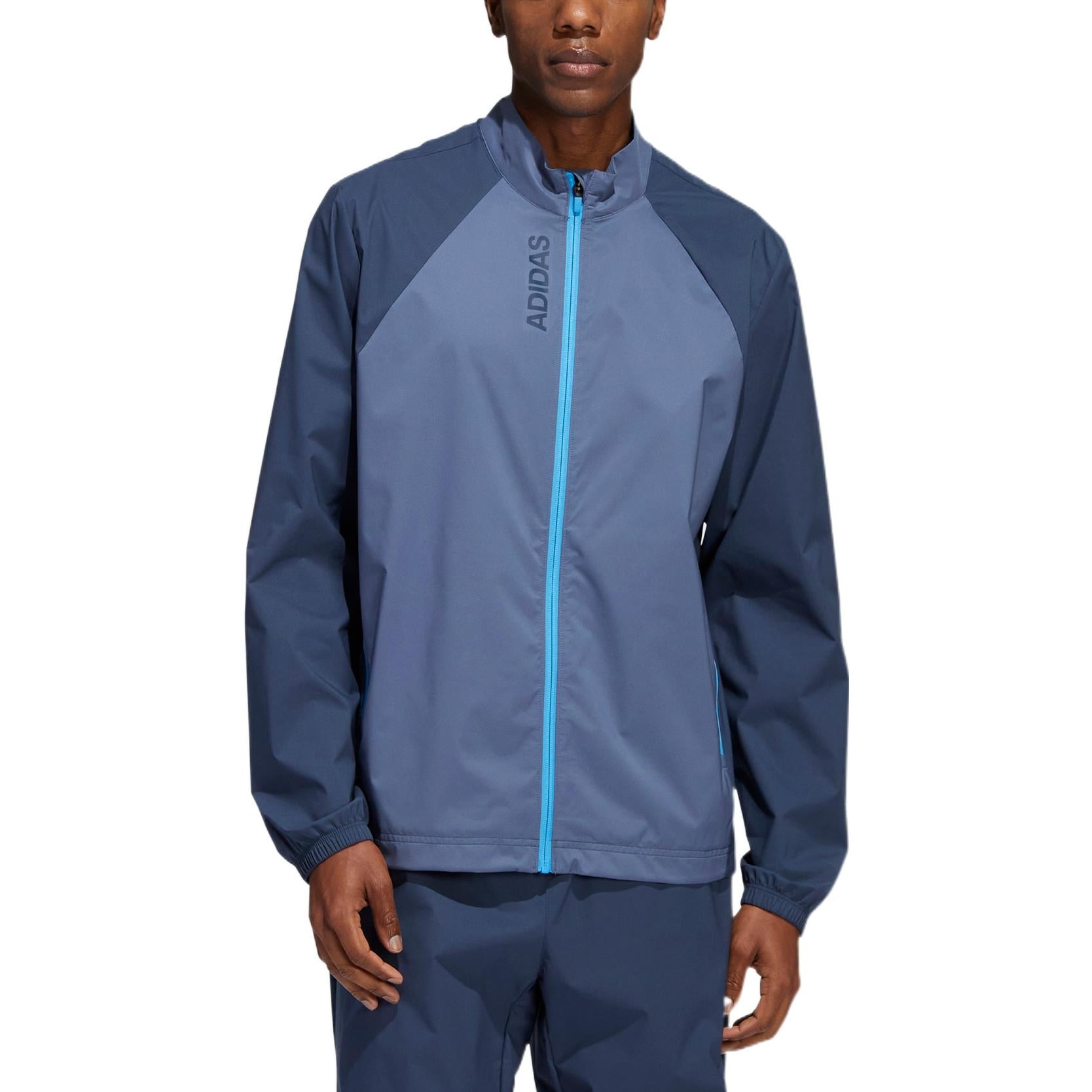 Men's adidas Prov Jacket Logo Printing Zipper Golf Sports Blue HF9188