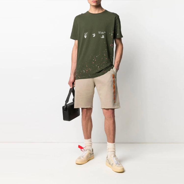 Off-White SS21 Logo Printing Pullover Short Sleeve Loose Fit Green OMAA027S21JER0025701