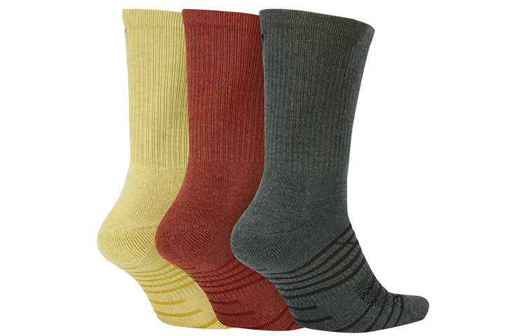 Nike Everyday Max Cushioned Mid Tops Sports Training Socks 3 Pairs 'Yellow Gray Red' CN0789-904