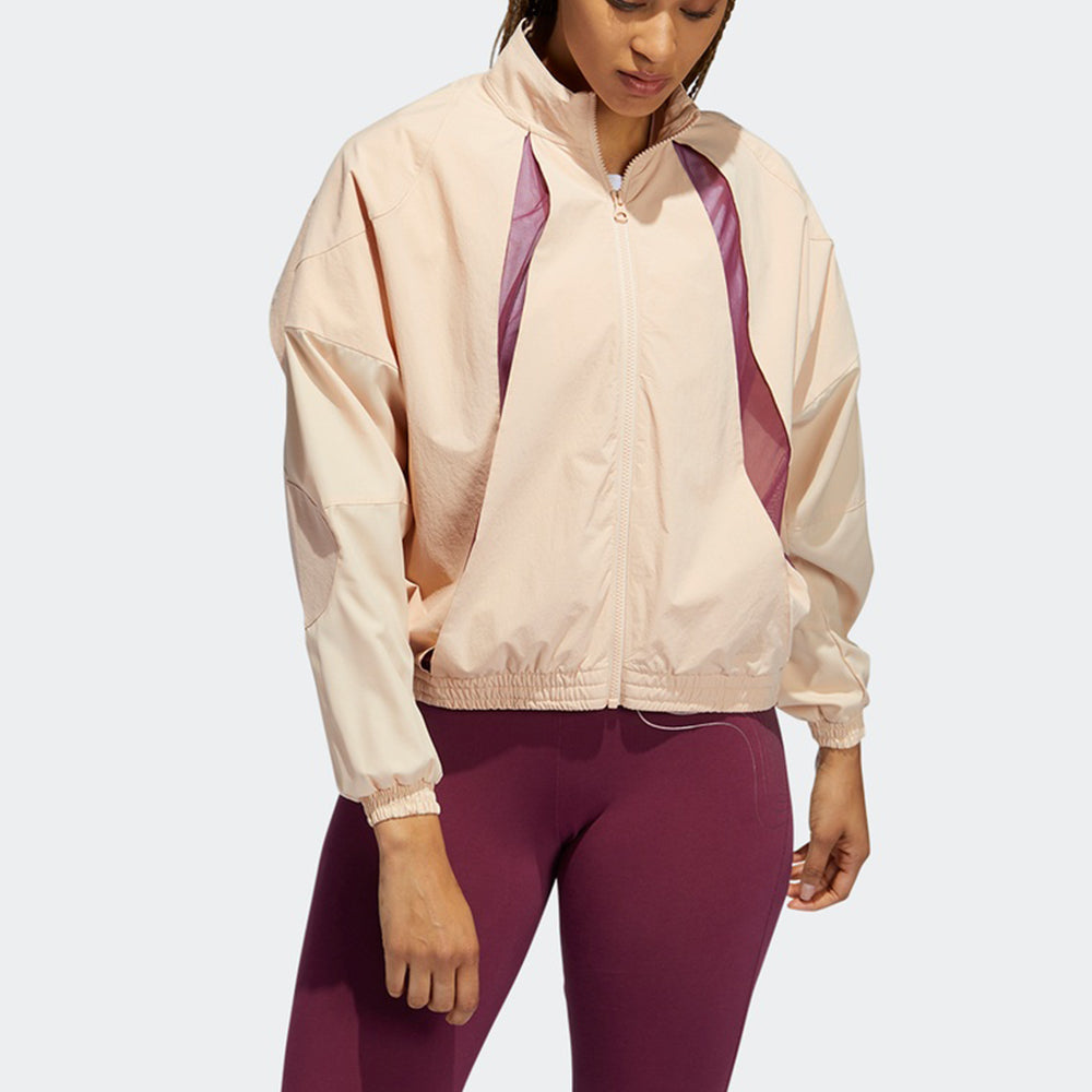 (WMNS) adidas Sports Training Splicing Stand Collar Windproof Jacket Creamy White GR8113