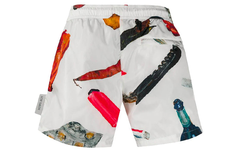 Off-White Casual Applique Pill Shorts Men's White OMFA003F20FAB0030130