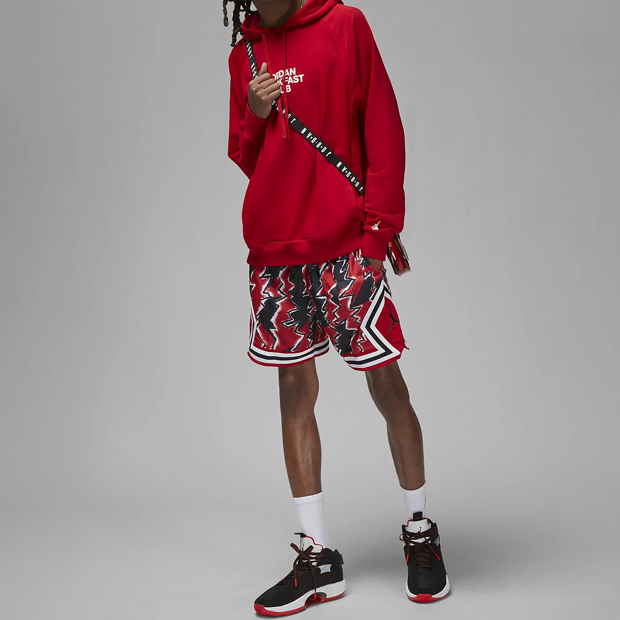 Men's Air Jordan Dri-FIT Sport BC Graffiti Printing Logo Sports Shorts Black Red DQ7334-687