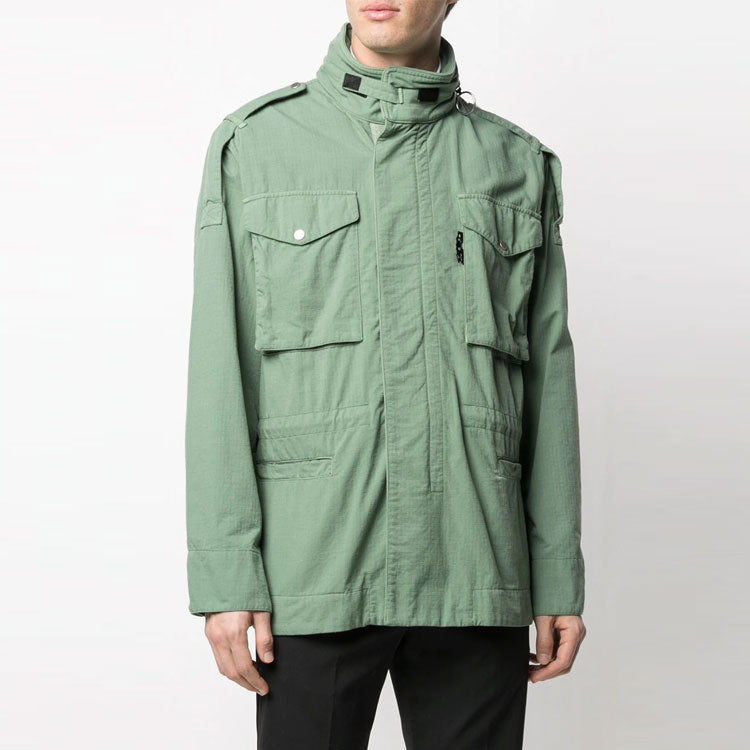Off-White SS21 Arrows Logo Solid Color Multiple Pockets Jacket Green OMEL015R21FAB0015932