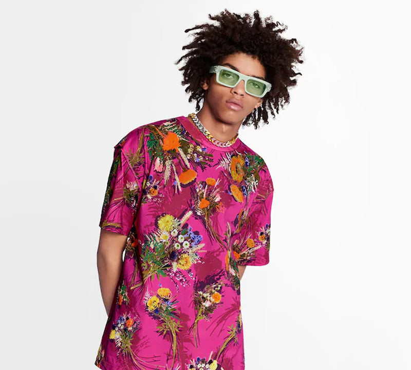 LOUIS VUITTON LV Cotton Micro-Loose Version Floral Print Embroidered For Men Red 1A7QI