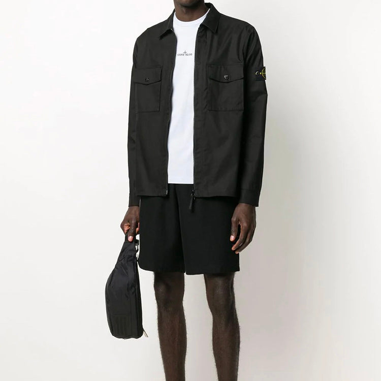 Men's STONE ISLAND Logo Shirt Jacket Black 721511814-V0029