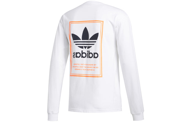 adidas originals Logo Pattern Loose Round Neck Long Sleeves White FM1568