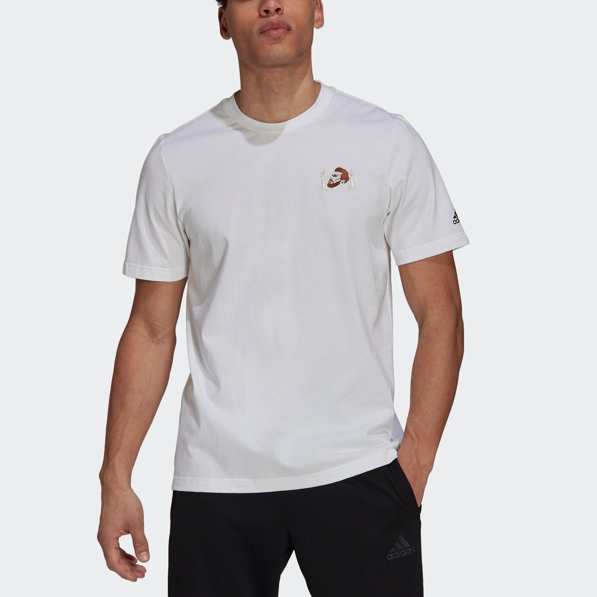 adidas Messi Icon Emb Soccer/Football Casual Sports Short Sleeve White HA5456