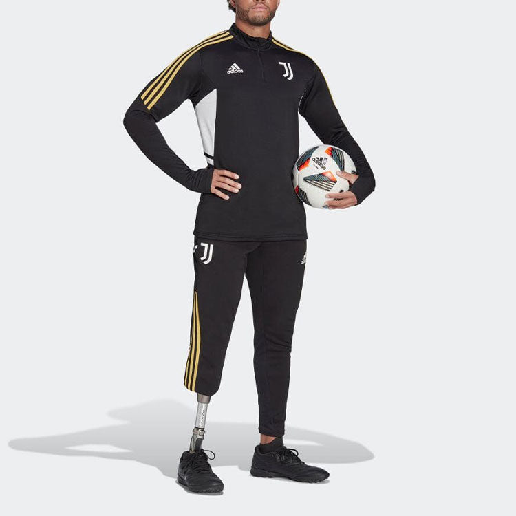 Men's adidas Contrasting Colors Stripe Logo Straight Soccer/Football Pants Juventus Black HG1355