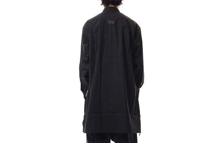 Men's Y-3 SS21 Side Asymmetric Long Shirt Black DY7336