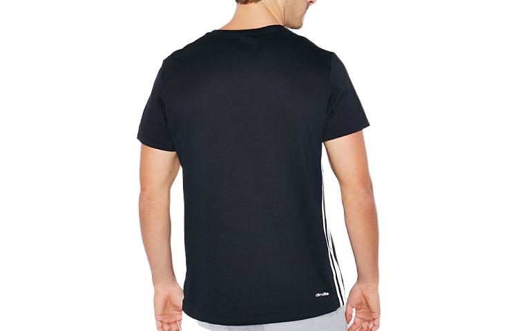 Men's adidas Casual Micro Mark Printing Round Neck Short Sleeve Black T-Shirt S17947