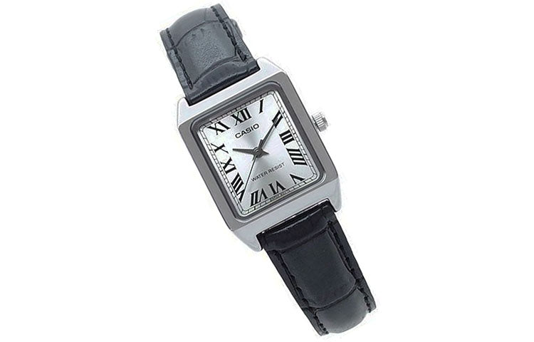 CASIO Leisure Pointer Vintage Leather Squarees Quartzes White Analog LTP-V007L-7B1