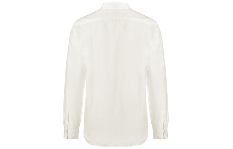 Men's Burberry Logo Solid Color Long Sleeves Shirt Creamy White 38658271