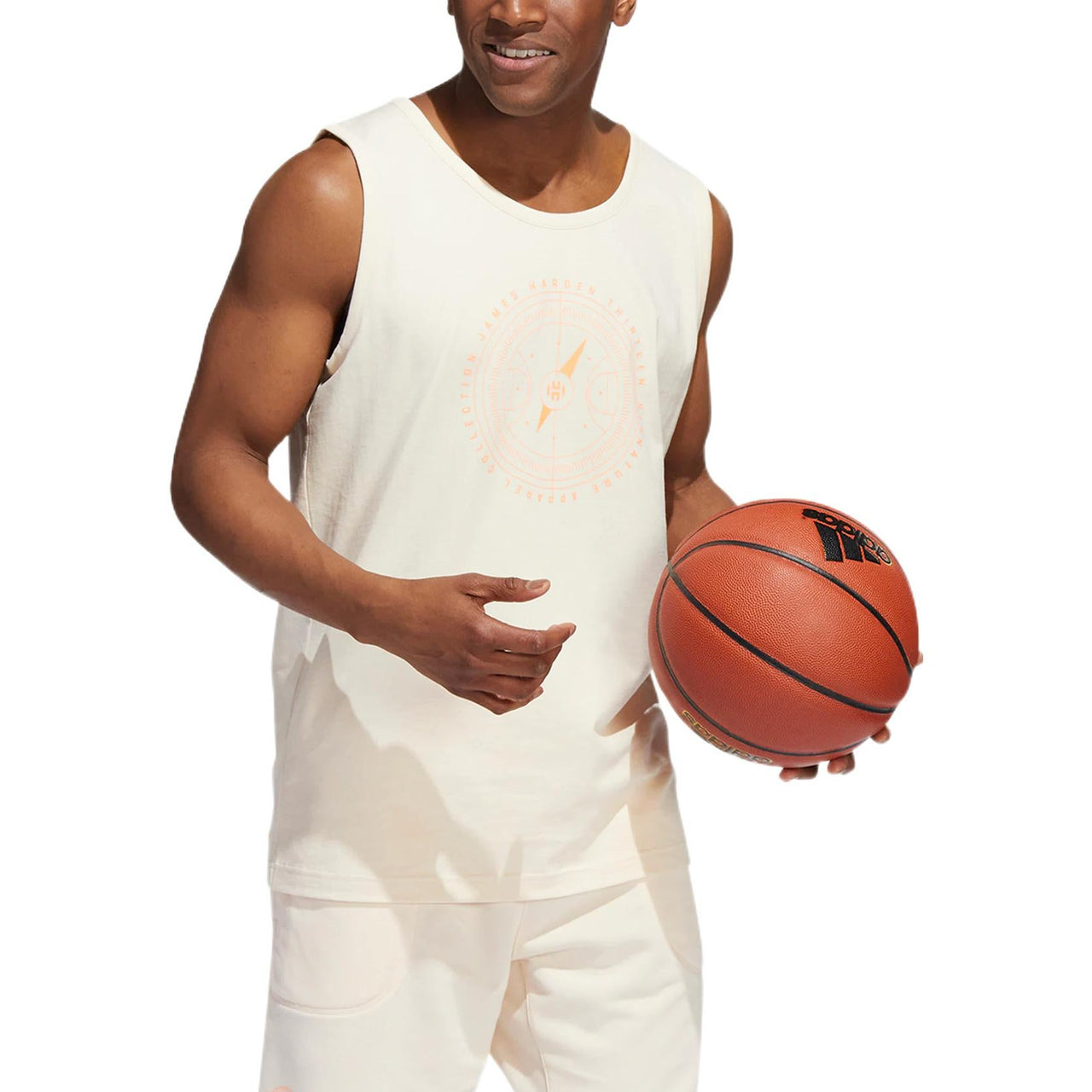 Men's adidas Hdn Isl 13 Tank Cotton Printing Round Neck Beige Vest HG4431