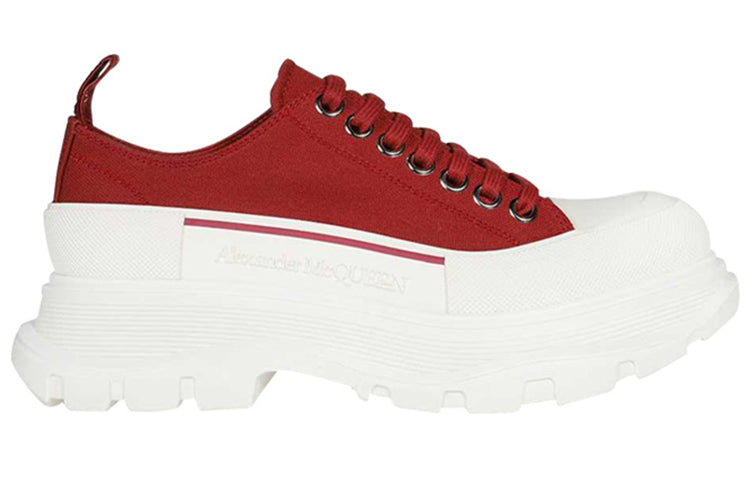 (WMNS) Alexander McQueen Tread Slick Low Lace Up 'Dark Red White' 611705W4MV25115