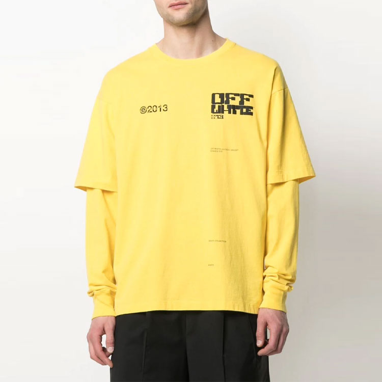 Off-White Casual Alphabet Printing Long Sleeves Version Yellow OMAB022S21JER0051910