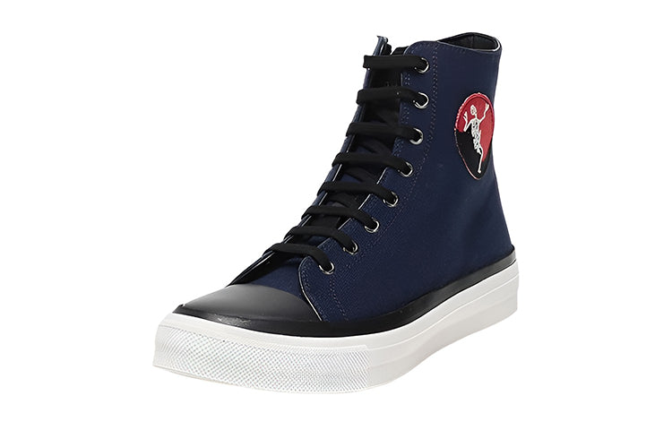 Alexander Mcqueen Skeleton Patch High-top Sneakers 'Navy White' 505140W4H534062
