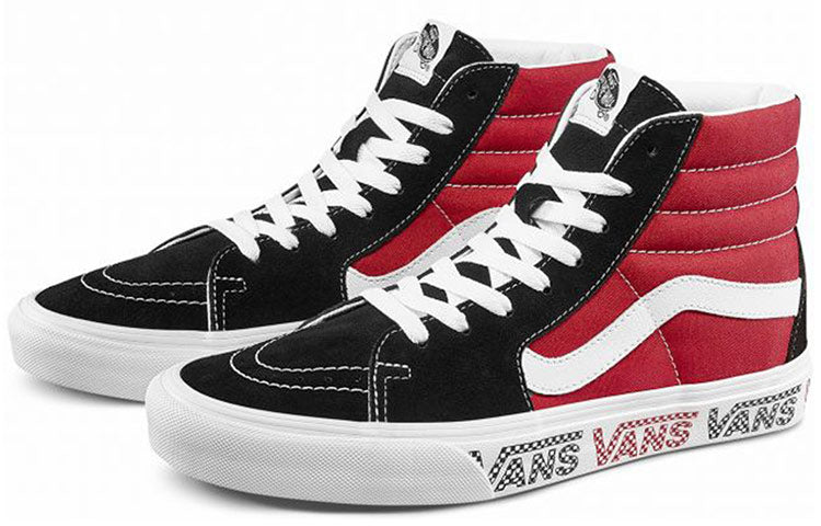Vans SK8-HI Sidewall Logo Black Racing Red Suede Skate Shoes 'Black Racing Red' VN0A4BV6SXX