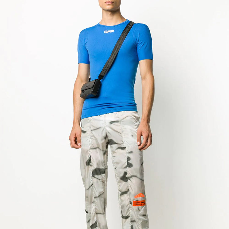 Off-White Off Active Functional Tight Short Sleeve Blue OMVA012I20KNI0014501