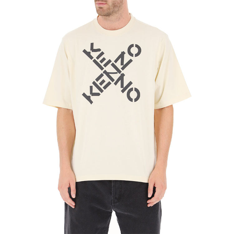 Men's KENZO SS21 Alphabet Logo Round Neck Short Sleeve Beige T-Shirt FA65TS5024SJ-04