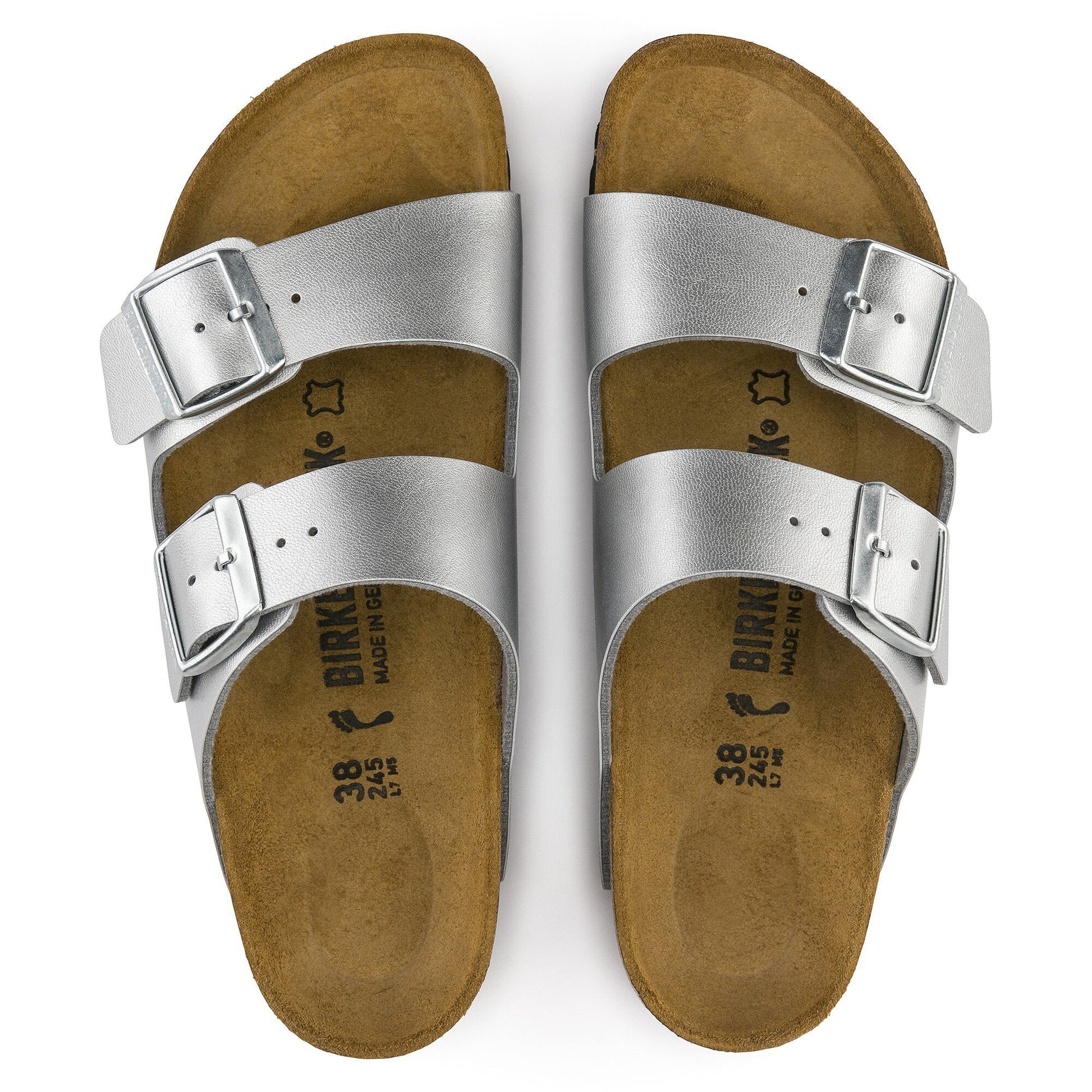 Birkenstock Arizona Birko-Flor Narrow Fit Sandals 'Silver' 1012283
