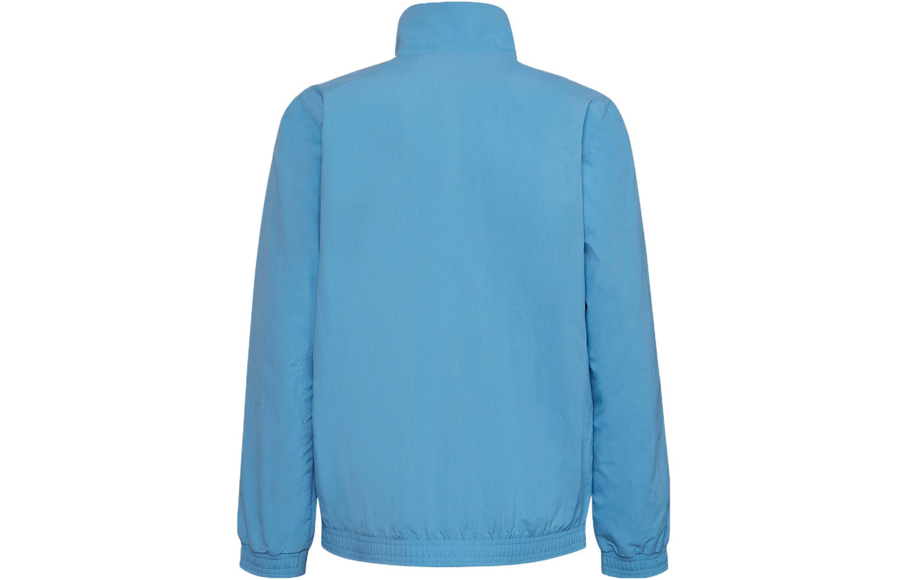 Men's adidas Logo Printing Pattern Stripe Reversible Stand Collar Soccer/Football Jacket Blue HF3947