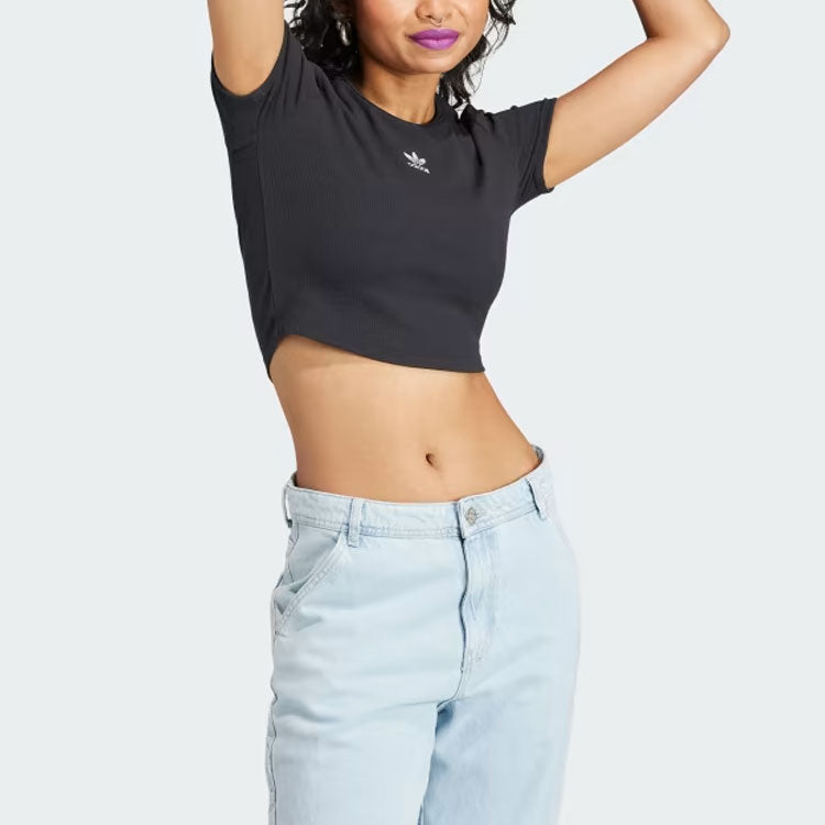 (WMNS) adidas originals Essentials Rib T-Shirt 'Black' II8057