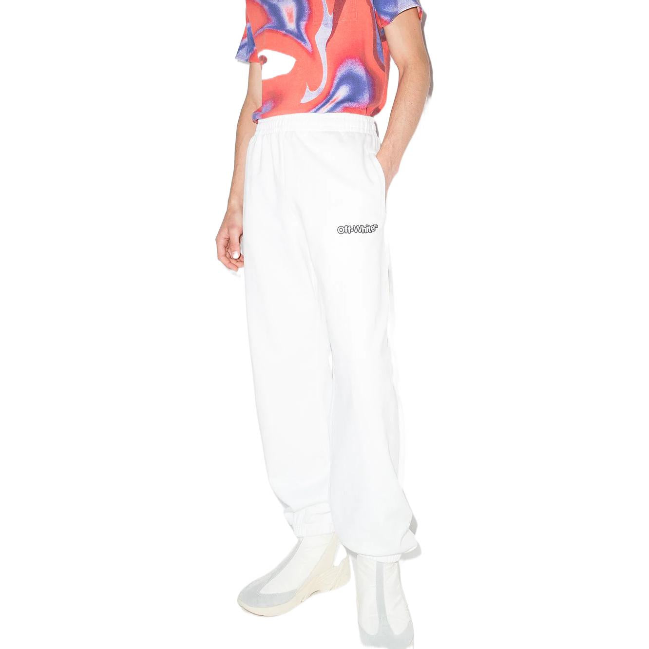Off-White SS22 Arrow Pattern Sport Pants 'White Black' OMCH029S22FLE0070110