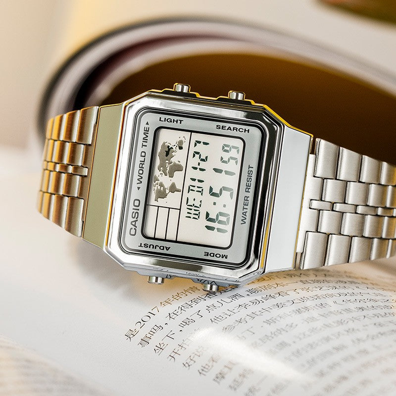 CASIO STANDARD Classical Vintage Waterproof Unisex Mens Silver Digital A500WA-7