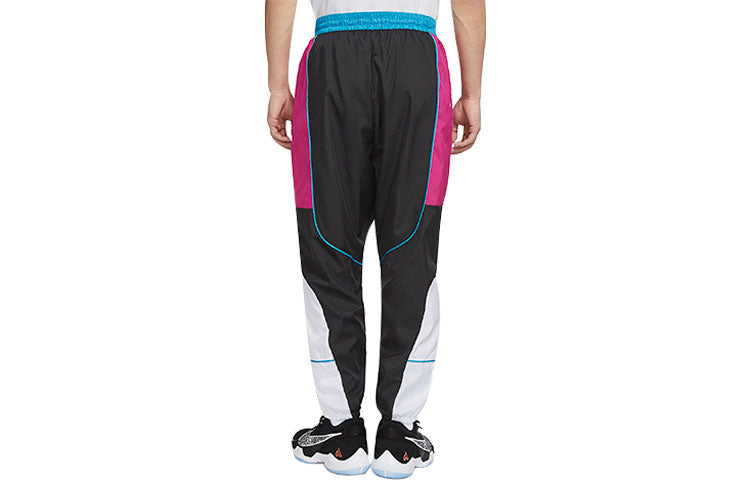 Nike Throwback Basketball Colorblock Sports Loose Splicing Bundle Feet Woven Long Pants Red CV1915-615