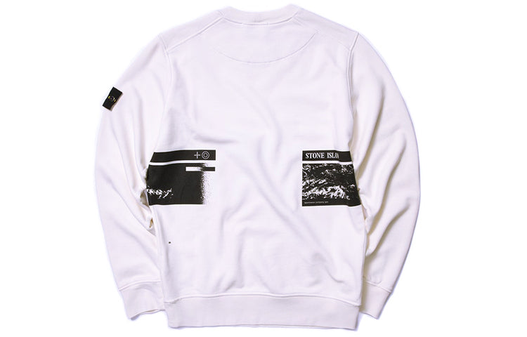 Men's STONE ISLAND Printing Round Neck Pullover White 721563094-V0093