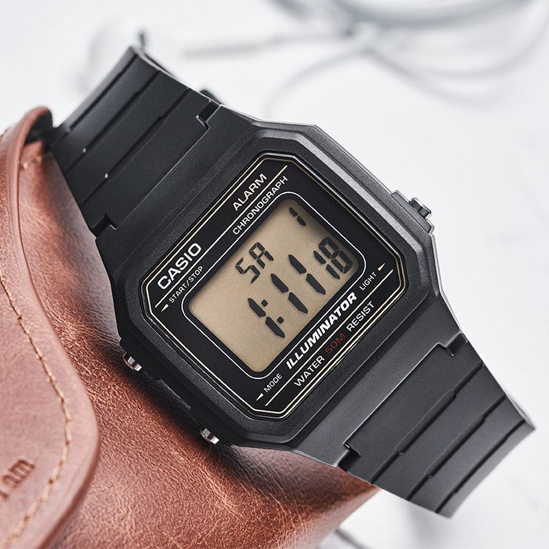 CASIO Sports Quartz Waterproof Mens BlackGold Digital W-217H-9AVDF