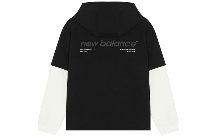 New Balance Logo Hoodie Asia Sizing 'Black White' 5CC39543-BK