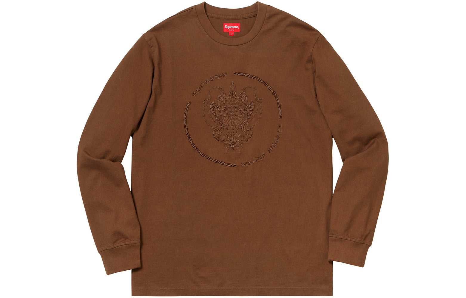 Supreme FW18 Crest L/S Top Brown Long Sleeves Pullover Hoodie SUP-FW18-385