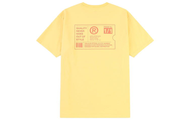 Men's Levis Round Neck Alphabet Printing Short Sleeve Yellow 87373-0004