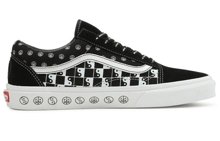 Vans Old Skool Bkwht Taiji Grid Wear-Resistant Non-Slip Low Top Casual Skate Shoes Unisex Black White VN0A7Q2JBCH
